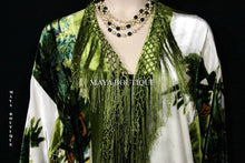 Kimono Duster Fringe Jacket Silk Solid Velvet Peacock Ivory Multi Maya Matazaro