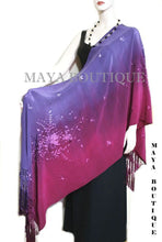 Embroidered Silk Wrap Shawl Scarf Hand Dyed Magenta Purple Maya Matazaro