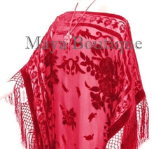 Scarlet Red Silk Burnout Velvet Caftan Dress Duster Kimono Fringe Maya Matazaro