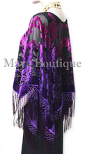 Purple Fuchsia Burnout Velvet Poncho Shawl Top Ombree Hand Dye Maya Matazaro