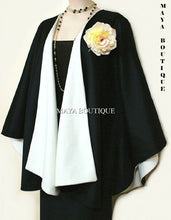 Cashmere Reversible Cape Ruana Wrap Coat Ivory & Black Maya Matazaro USA Made