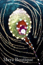 Silk Velvet KIMONO Opera Coat Duster Beaded Black Multi Peacock Maya Boutique