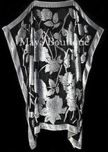 Caftan Dress Kimono Silk Burnout Velvet Silver Black Maya Matazaro