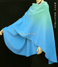 Cashmere Cape Ruana Wrap Hand Dyed Light Blue & Misty Jade Ombre Maya Matazaro