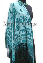 Piano Shawl Wrap Scarf Silk Burnout Velvet Ice Blue Maya Boutique
