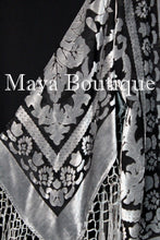 Fringe Jacket Kimono Blazer Burnout Velvet Silver Gray & Black Maya Matazaro