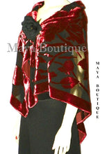 Piano Shawl Wrap Scarf Silk Burnout Velvet Red & Black No Fringe Maya Matazaro