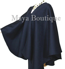 Luxurious Black Cape Ruana Wrap Coat Cashmere Camel hair Blend by Maya Matazaro