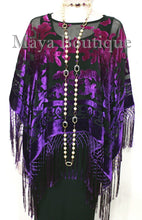 Purple Fuchsia Burnout Velvet Poncho Shawl Top Ombree Hand Dye Maya Matazaro