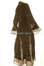 Dress Coat Crinkle Silk Velvet Organza Ruffle Chocolate XL Maya Matazaro