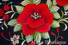Red Roses Hand Embroidered Flamenco Silk Piano Shawl Huge 90" Maya Matazaro