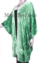 Emerald Green Camellia Burnout Velvet Caftan Kimono Ombre Hand Dye Maya Matazaro