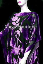 Caftan Dress Kimono Silk Burnout Velvet Purple Black Hand Dyed Maya Matazaro
