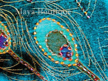 Turquise Dress Gown Silk Burnout Velvet Beaded Peacock Maya Matazaro S