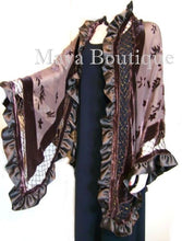 Chocolate Shawl Scarf Wrap Silk Burnout Velvet Triangle Ruffles Maya Matazaro