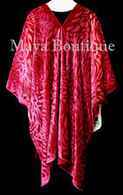 Maya Matazaro True Red Camellia Burnout Velvet Caftan Kimono Jacket USA Made