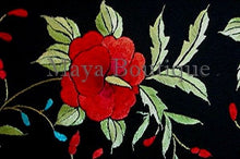 Embroidered Silk Opera Coat Kimono Flamenco Jacket Red Roses Black Maya Matazaro