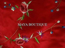 Red Embroidered Silk Kimono Caftan Duster Opera Coat Maya Matazaro Plus Up to 5X