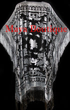 Silver Gray Caftan Duster Fringe Jacket Kimono Burnout Velvet Maya Matazaro