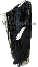 Caftan Duster Fringe Jacket Kimono Opera Coat Black Burnout Velvet Maya Matazaro