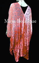 Orange Ombre Camellia Burnout Velvet Caftan Kimono Jacket Hand Dye Maya Clothing