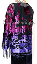 Art to Wear Burnout Velvet Kimono Jacket Hand Dyed Violet Magenta Maya Matazaro