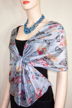 Silk Scarf Wrap Sash Pastel Floral Sea Foam + Gift Box Maya Matazaro