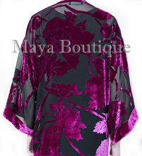 Magenta Long Kimono Jacket Silk Burnout Velvet No Fringe Maya Matazaro