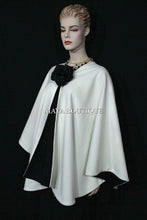 Cashmere Reversible Cape Ruana Wrap Coat Ivory & Black Maya Matazaro USA Made