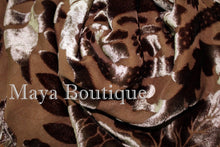 Maya Matazaro Piano Shawl Scarf Fringe Wrap Silk Burnout Velvet Chocolate Brown