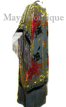Tye Dyed Kimono Opera Coat Silk Burnout Velvet Chocolate Multi Maya Matazaro