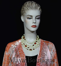 Raspberry Peach Burnout Velvet Kimono Jacket Hand Dyed Maya Matazaro USA Made