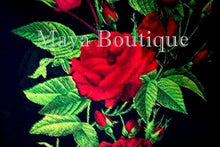 Scarf Red Gypsy Roses Georgette with Fringes Maya Matazaro USA Made