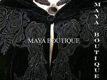 Cloak Opera Cape BLACK Victorian Rep Long Velvet & Lace Lined Maya Boutique