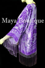 Maya Matazaro Lavender Silk Burnout Velvet Fringe Jacket Short Kimono Hand Dyed
