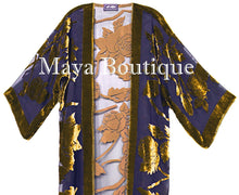 Antique Gold Long Kimono Jacket Silk Burnout Velvet No Fringe Maya Matazaro