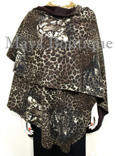 Reversible Wool Cashmere Cape Ruana Coat Animal Print  Solid Brown Maya Matazaro