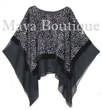 Maya Matazaro Layered Poncho Top Animal Print Burnout Velvet & Chiffon USA Made