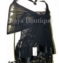 Black Chiffon Silk Scarf Wrap Sash Satin Border Maya Matazaro