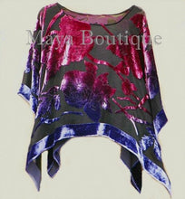 Maya Matazaro Poncho Shawl Top Silk Burnout Velvet Dyed Orchid Purple USA Made
