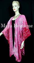 Pink Ombre Camellia Burnout Velvet Caftan Kimono Duster Hand Dyed Maya Matazaro
