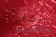 Red Embroidered Silk Wrap Shawl Scarf Oblong with Fringes Maya Matazaro