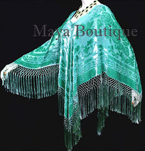 Tiffany Green Silk Burnout Velvet Poncho Top Shawl Hand Dyed Maya Matazaro