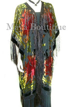 Tye Dyed Kimono Opera Coat Silk Burnout Velvet Chocolate Multi Maya Matazaro