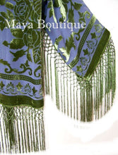 Fringe Jacket Short Kimono Olive & Gray Silk Burnout Velvet Maya Matazaro