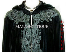 Cloak Opera Cape BLACK Victorian Rep Long Velvet & Lace Lined Maya Boutique