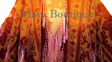 Wearable Art Velvet Kimono Jacket Hand Dyed Tangerine & Coco Short Maya Matazaro