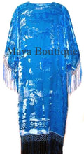Aqua Kimono Fringe Jacket Opera Coat Silk Burnout Velvet Maya Matazaro USA Made