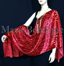 Maya Matazaro True Red Camellia Shawl Wrap Scarf Burnout Velvet Elegant!