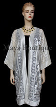 Ivory Long Kimono Jacket Burnout Velvet No Fringe Maya Matazaro